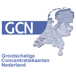 logo van GCN website met voorbeeldkaart en tekst Grootschalige Concentratiekaarten Nederland