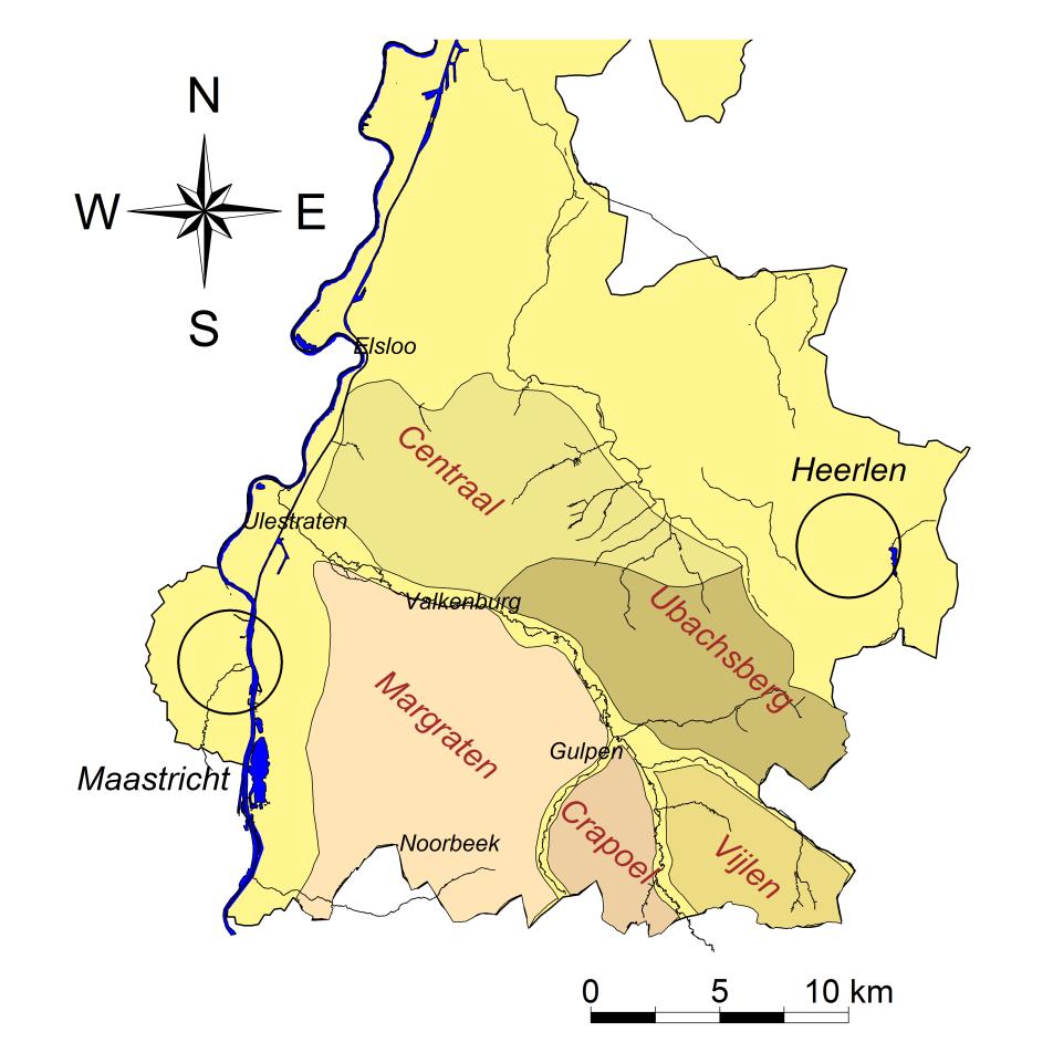 Kaart van zuid-Limburg