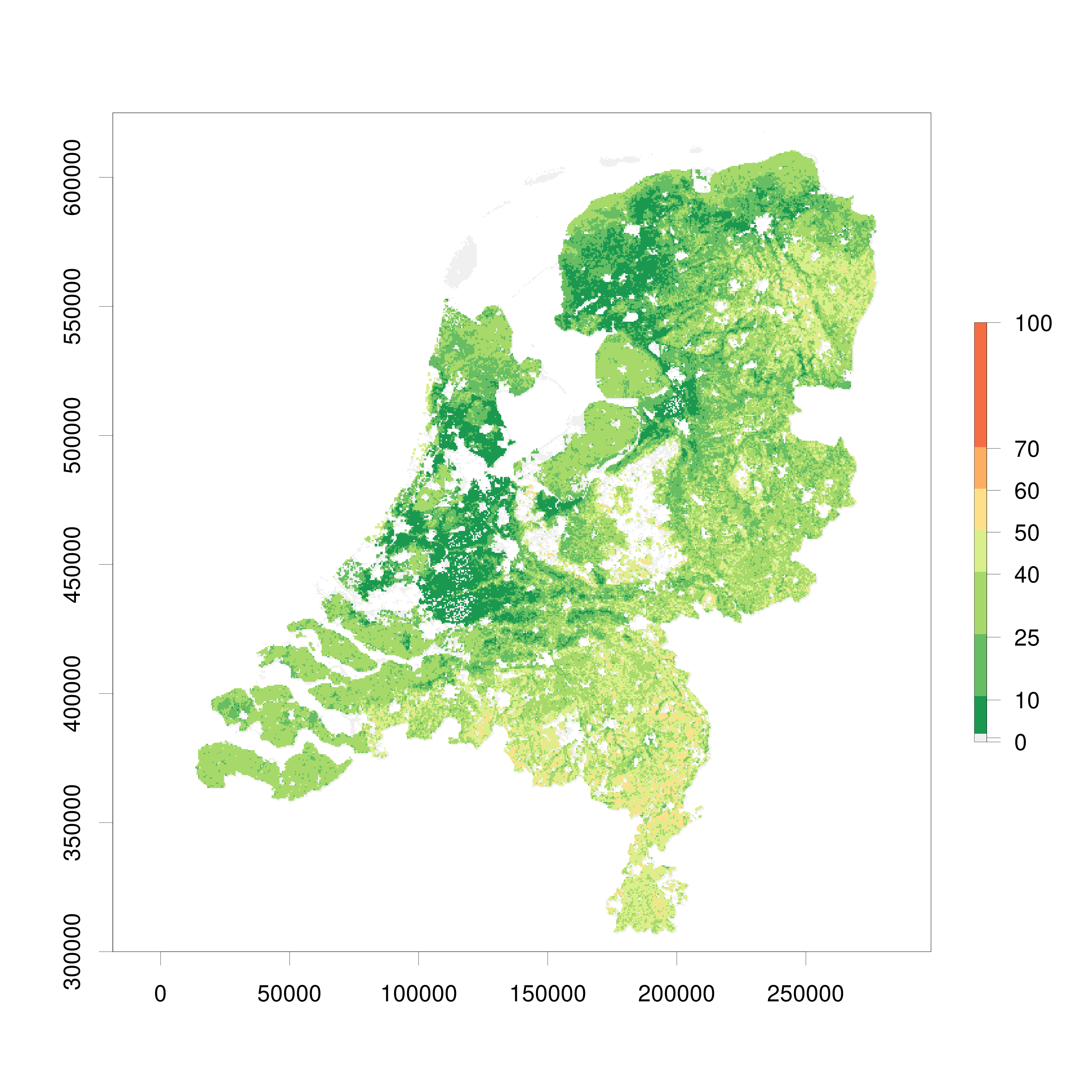 Kaart van Nederland met nitraatconcentraties 2017