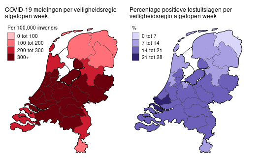 kaart incidentie meldingen percentage positief veiligheidsregio