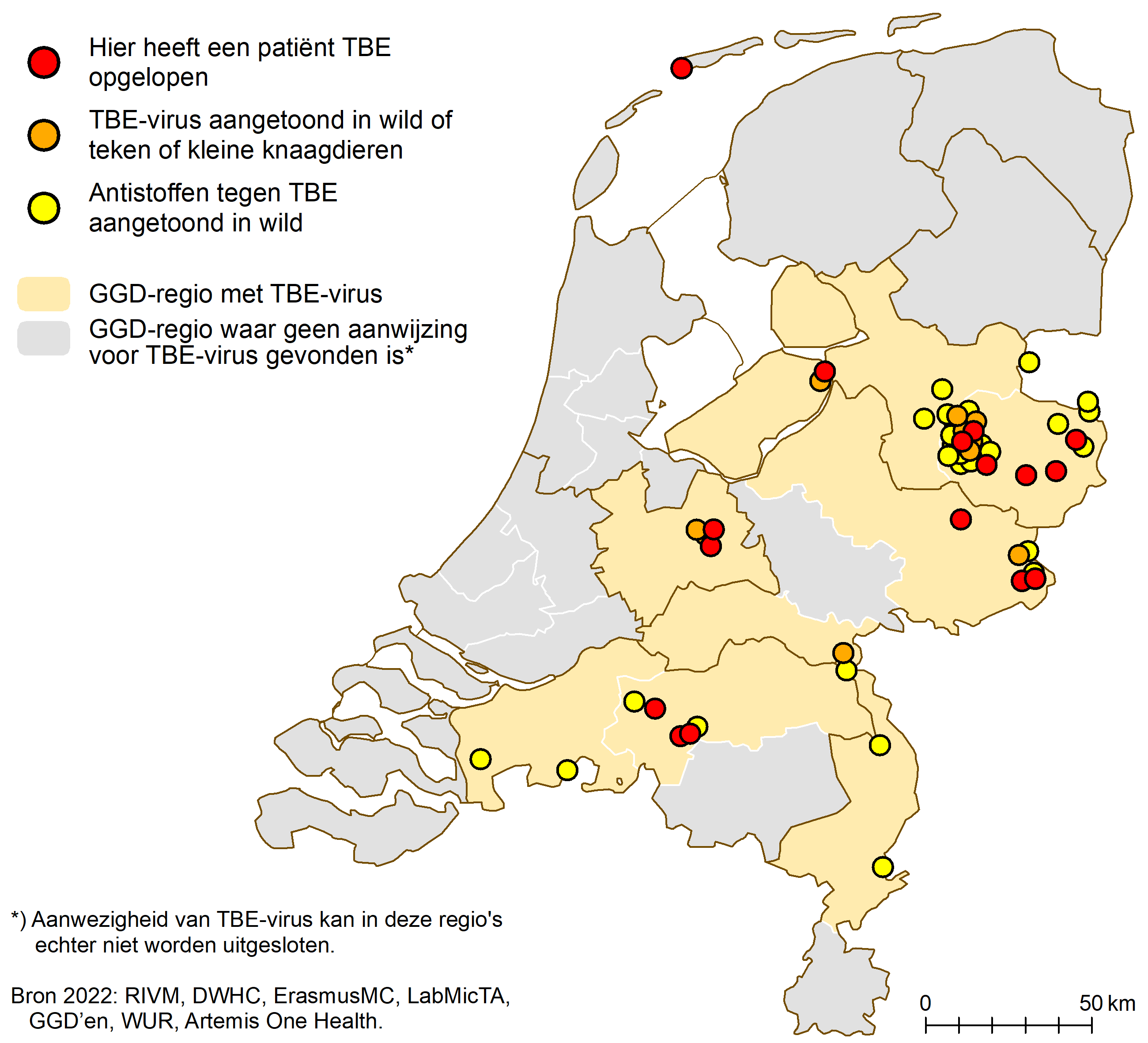 Overzicht van het tekenencefalitisvirus in Nederland (versie: 2022)