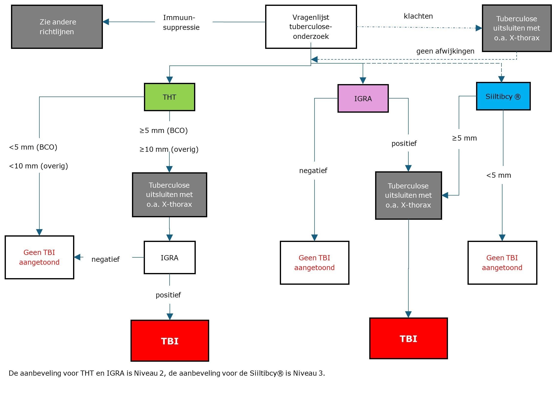 Stroomschema TBI-testen bij personen ≥ 5 jaar met een normale immuniteit