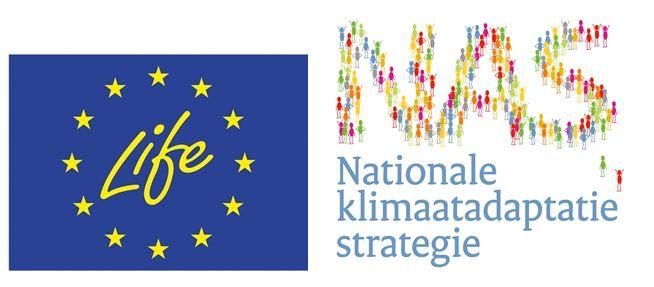 logo Nationale klimaatadaptatie strategie en logo programma Life-IP