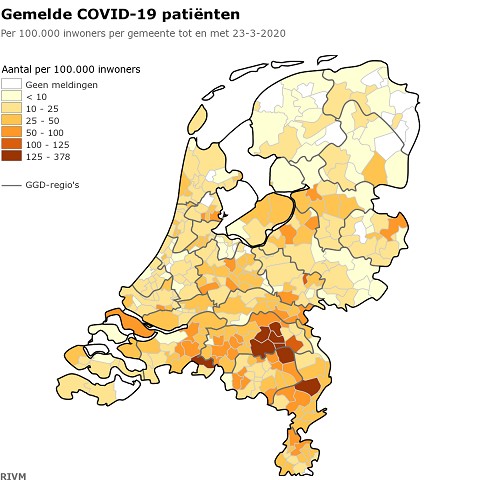 Coronavirus kaart Nederland