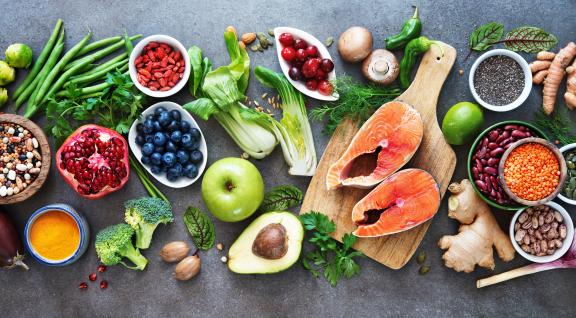 Foto van voeding in een gezond eetpatroon