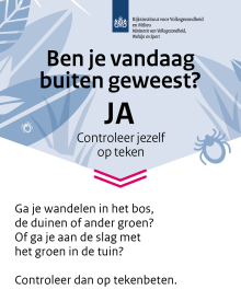 Ben je vandaag buiten geweest? Ja. Controleer jezelf op tekenbeten
