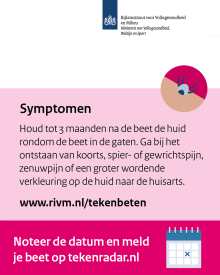 Wat zijn de symptomen na een tekenbeet?