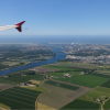landschap van Nederland gezien vanuit vliegtuig